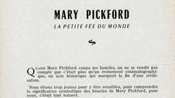 Brochure Cinémathèque française - Hommage aux Artistes Associés - Mary Pickford (extrait)