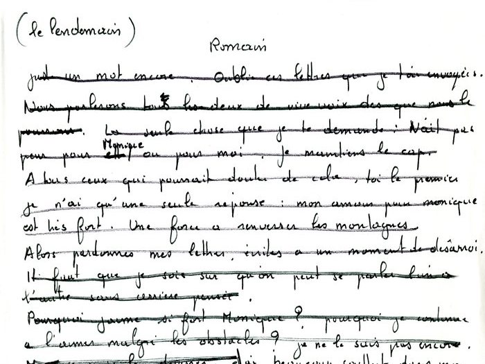 Brouillon original de la lettre que Recanati a adressé à Goupil, page 2 (Archives GOUPIL 79 B18 – "Mourir à trente ans" : "Commentaires")2