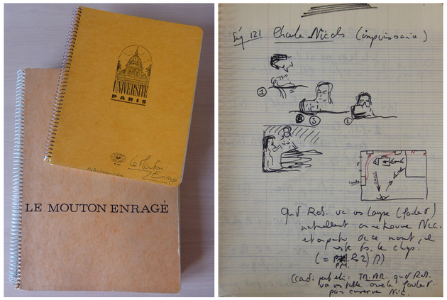 Cahiers A5 et A4 utilisés par Michel Deville pour la préparation du Mouton enragé.[DEVILLE169 B33].