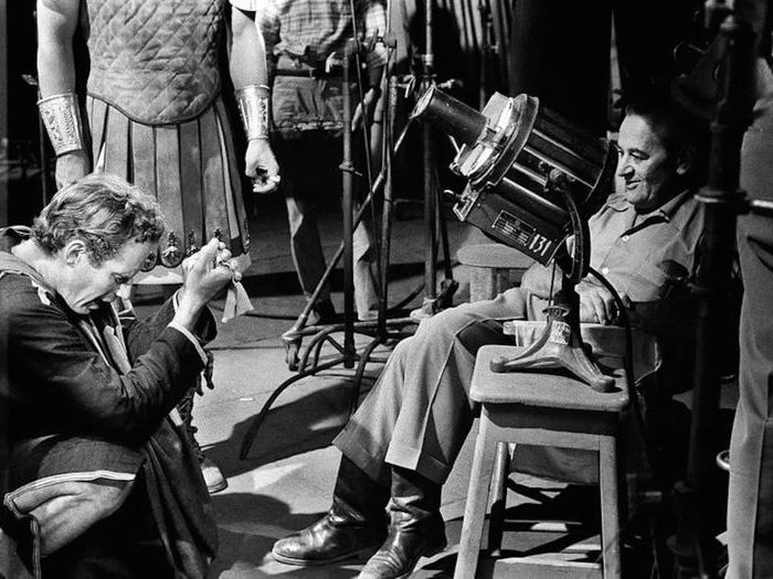 Charlton Heston et William Wyler sur le tournage de "Ben-Hur" (1958)