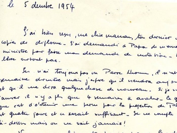 Courrier de Philippe de Broca à sa Famille (5 décembre 1954)