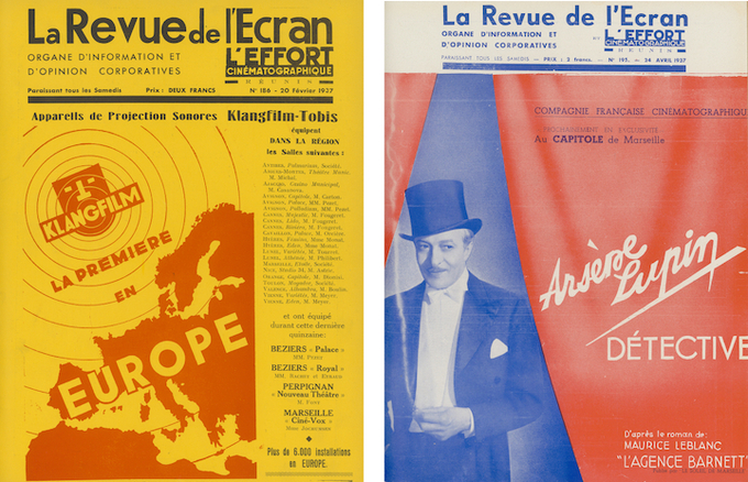 Couvertures des n°186 et 195 de La Revue de l'écran et de L'Effort cinématographique réunis