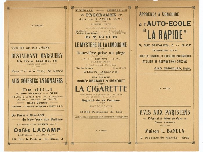 Programme Eden-Cinéma-Théâtre, Nice (page intérieure)