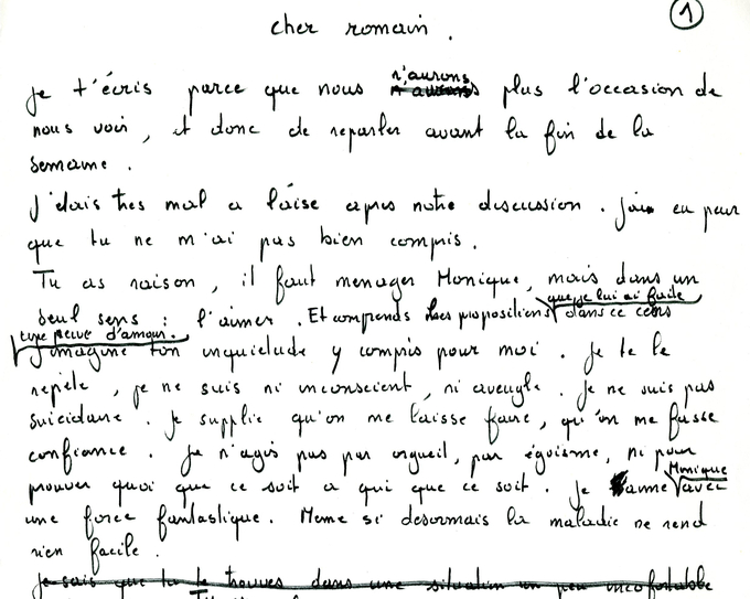 Extrait du brouillon original de la lettre de Recanati à Goupil 