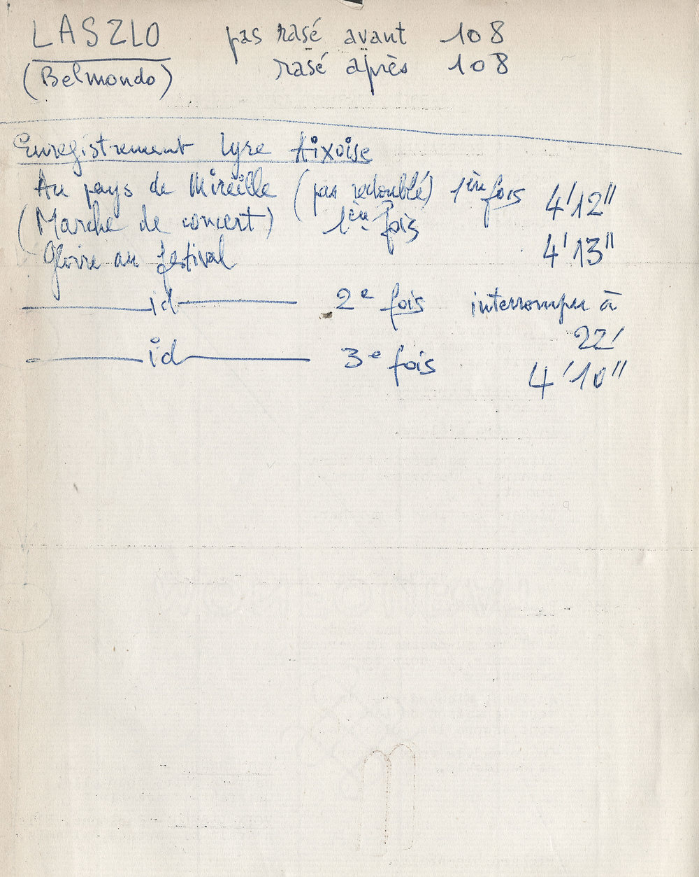 Extrait du scénario annoté par Charles Bitsch de À double tour (Claude Chabrol)