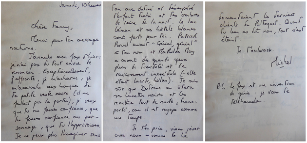 Fax à Fanny Ardant pour la convaincre de prendre le rôle dans Toutes peines confondues 