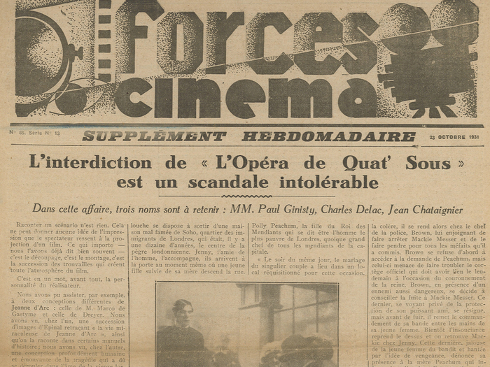Forces Cinéma - supplément hebdomadaire du 23 octobre 1931
