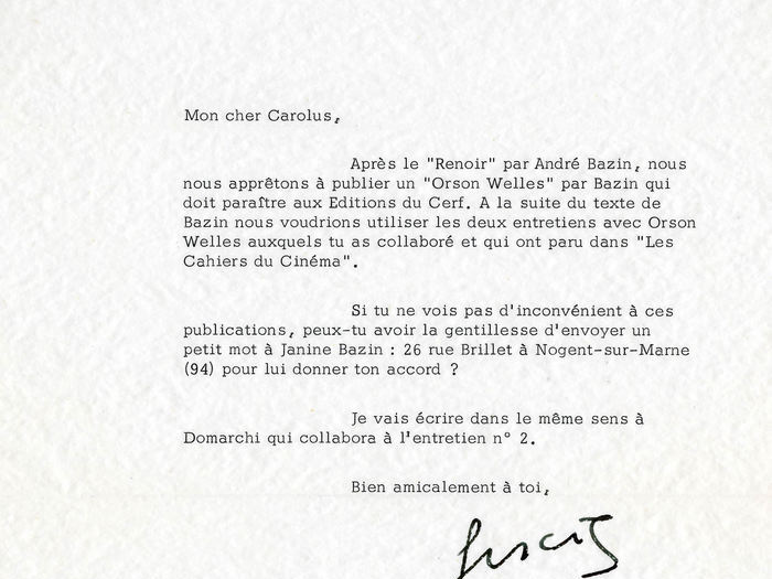 Francois Truffaut à Charles Bitsch, 19 juillet 1971 