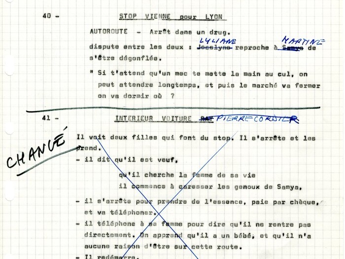 Découpage technique présumé annoté par Arlette Langmann