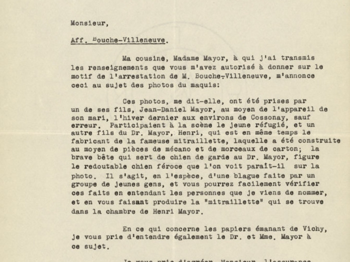 Lettre de défense de l'avocat de Christian Bouche-Villeneuve