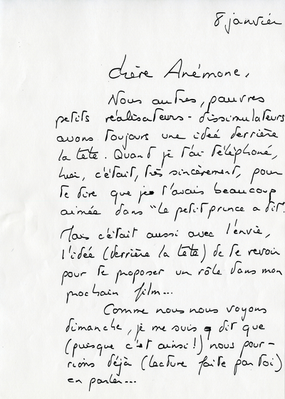 Lettre de Michel Deville à Anémone