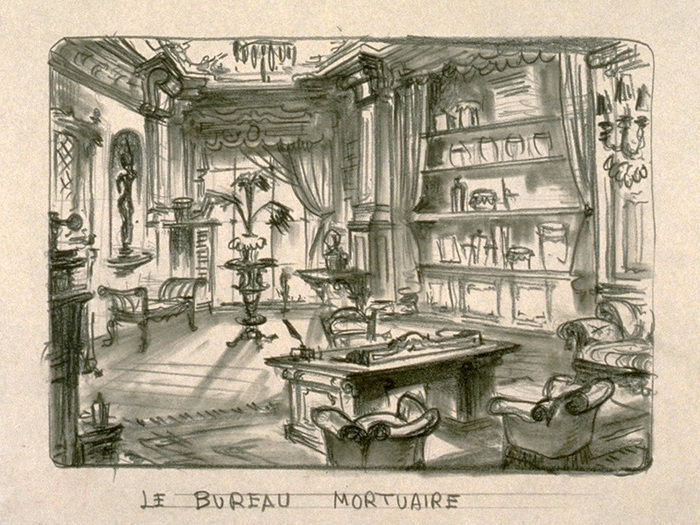 Maquette de décor de Jean Douarinou - Le Bureau mortuaire