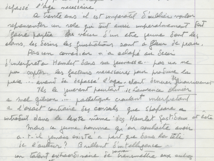 Notes à caractère autobiographique (Prologue) - Fonds Youssef Chahine 