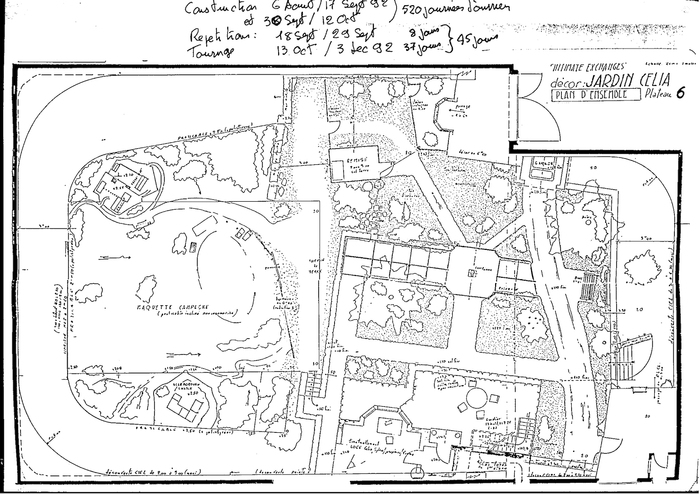 Plan d'ensemble du décor du jardin de Célia - Jacques Saulnier