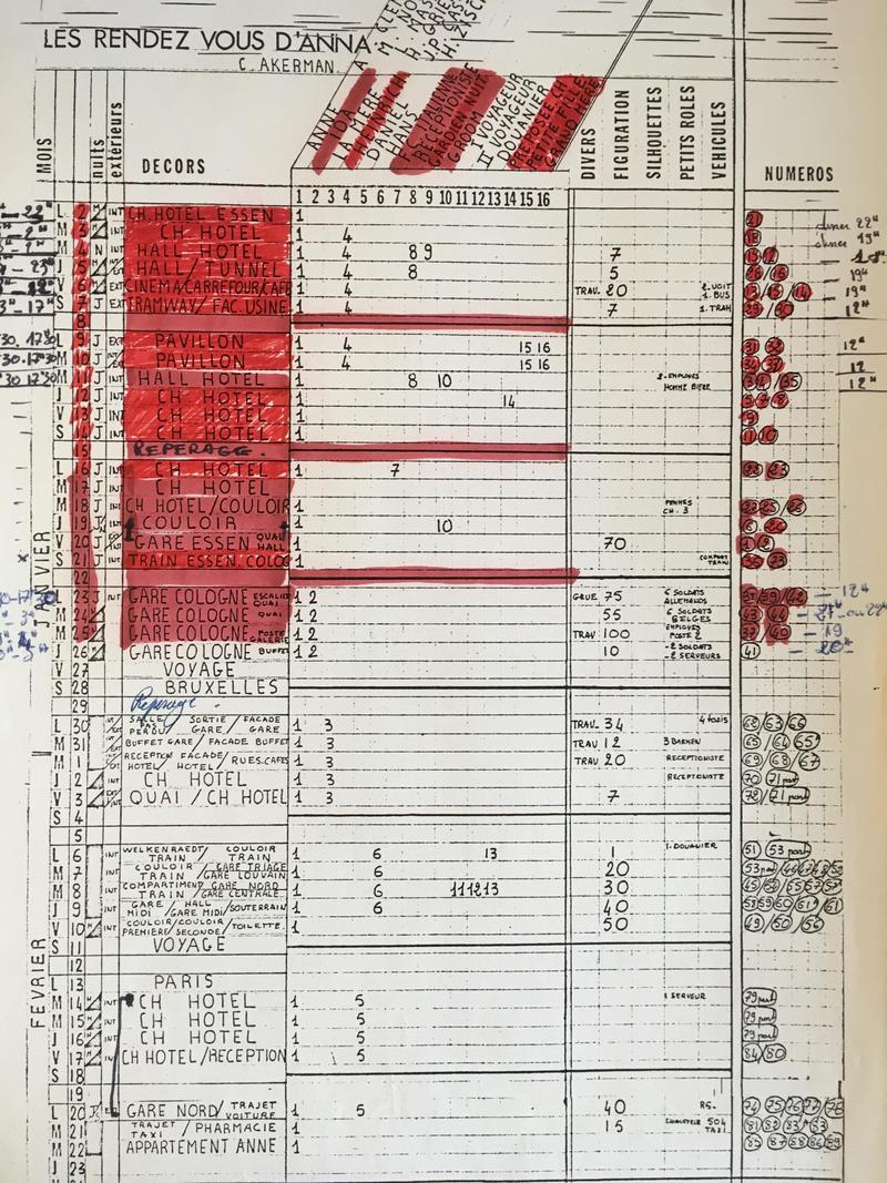 Planning du tournage (GOUPIL 35-B6)