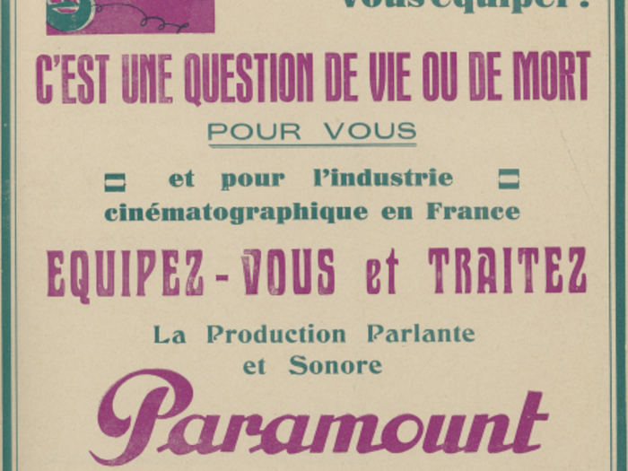 Publicité pour la production sonore et parlante Paramount dans La Revue de l'écran n°31 du 20 mai 1930