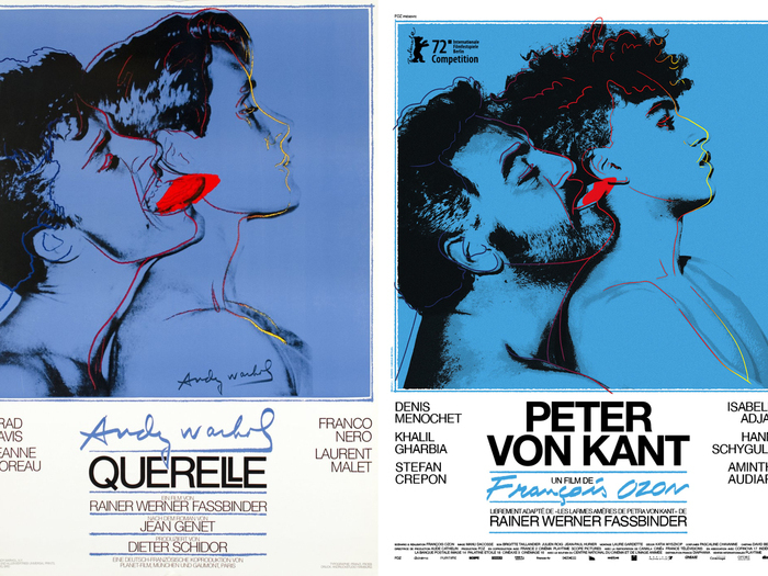 Affiches de Querelle (R.W. Fassbinder, 1982) et de Peter Von Kant (François Ozon, 2022)