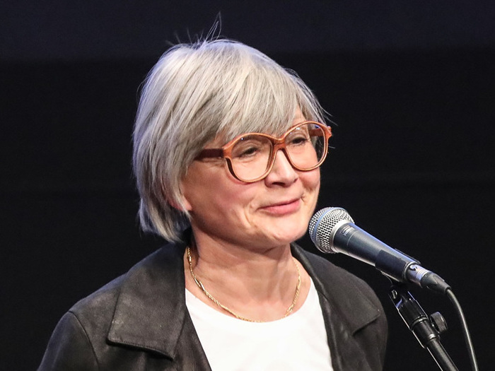 Rosalinde Deville, lors de l'inauguration de la rétrospective consacrée à Michel Deville à la Cinémathèque, le 9 mai 2019