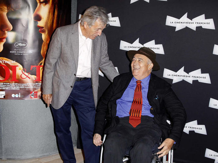 Costa-Gavras et Bernardo Bertolucci, à la Cinémathèque française le 16 septembre 2013, pour l'avant-première de Moi et toi.