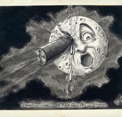 Dessin de Georges Méliès d'après son film « Le Voyage dans la Lune »
