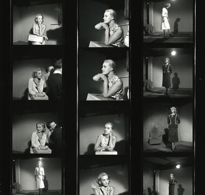 Photographies de tournage – Essais de Jeanne Moreau pour « Ascenseur pour l'échafaud » (Louis Malle, 1957)