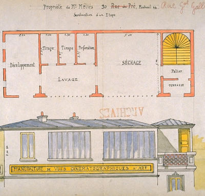 Plan du studio « B » de Georges Méliès