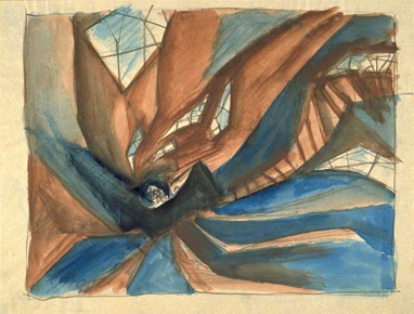 Dessin de Walter Rhrig pour Le Cabinet du Dr Caligari
