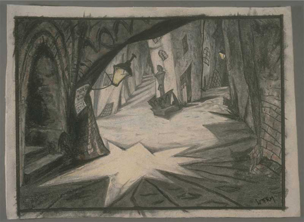 Dessin de Warm pour Le Cabinet du Dr Caligari