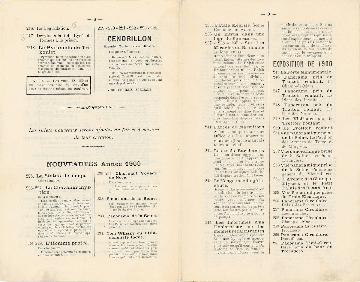 Catalogue promotionnel de la Star Film (1900)