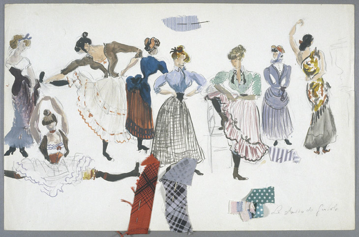 Dessin de costumes de Rosine Delamare pour French Cancan