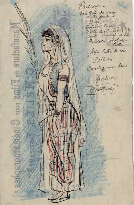 Projet de costume, avec détails de la main de Méliès, sur papier à lettres Star Film