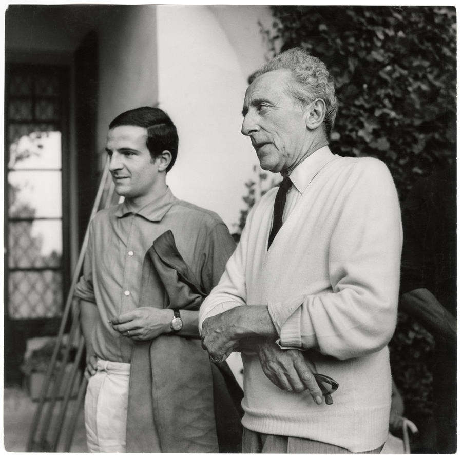 François Truffaut et Jean Cocteau lors du tournage du Testament d'Orphée